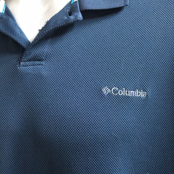 Columbia Omni Shade Polo Short Sleeve Blue Shirt Men's Size Large - Picture 2 of 9